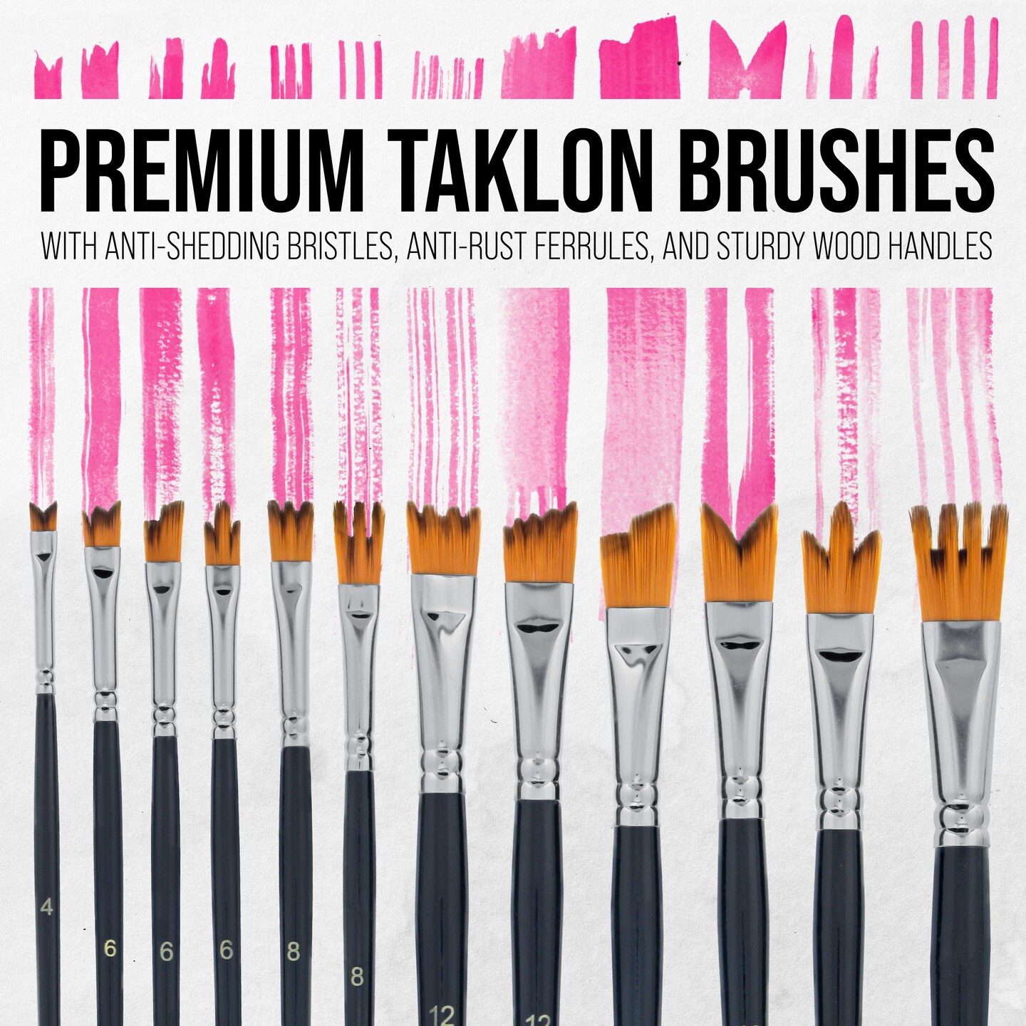 U.S. Art Supply 12 Piece Special Effects Artist Paint Brush Set - Taklon Synthetic FX Brushes, Ribbon, Muti-Liner, Angular - Watercolor, Acrylic, Oil