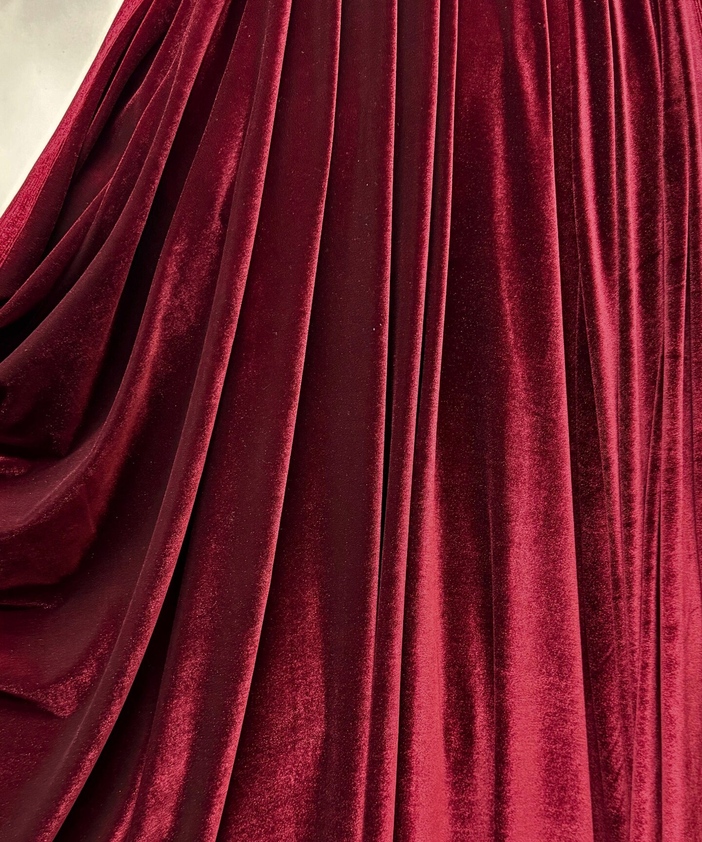 Burgundy Stretch Velvet Fabric by the Yard, 58" Wide Plush Velvet 4-Way Stretch