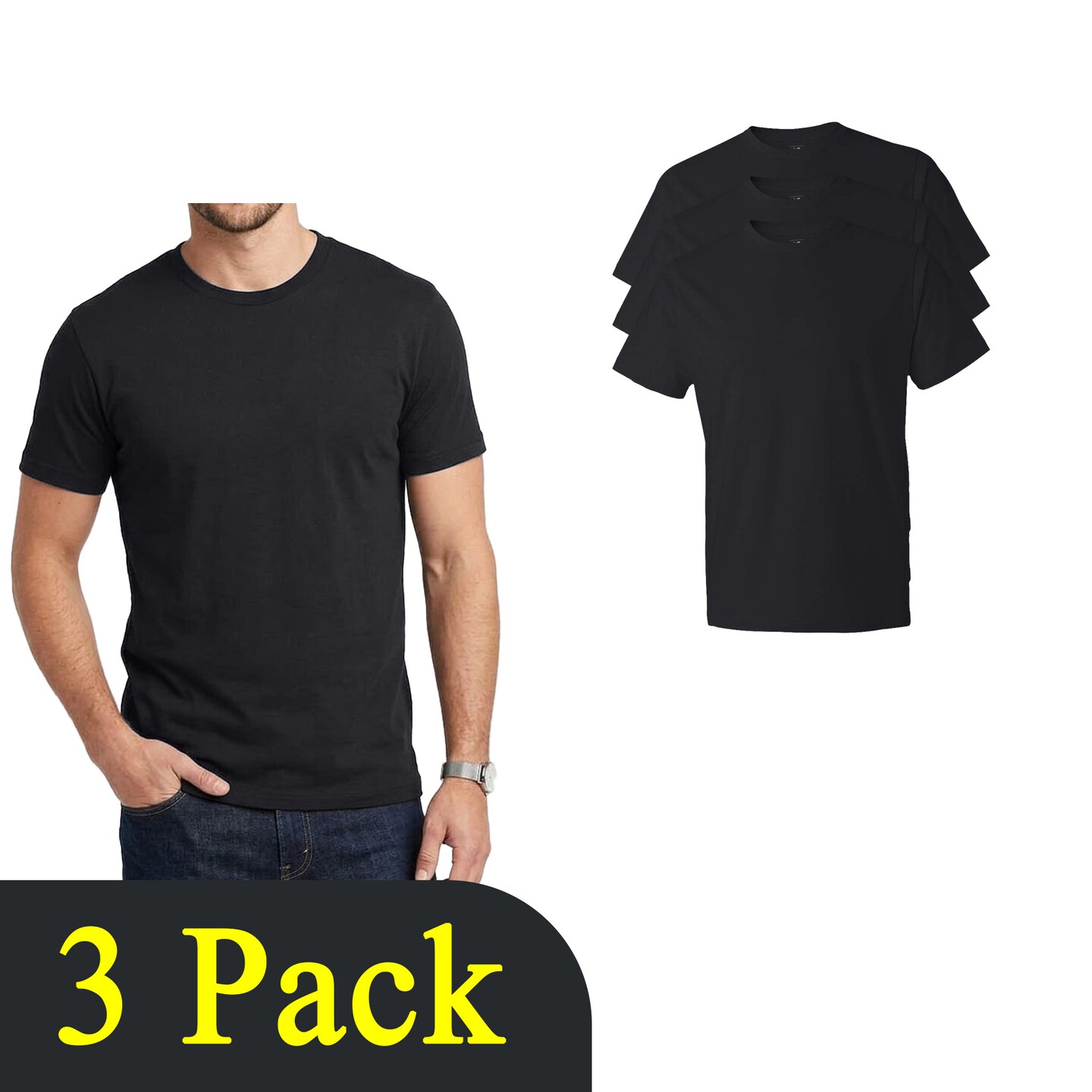 Black DIY Cotton Shirt, Adult's Softstyle Lightweight Multi-Pack Choices T-Shirt