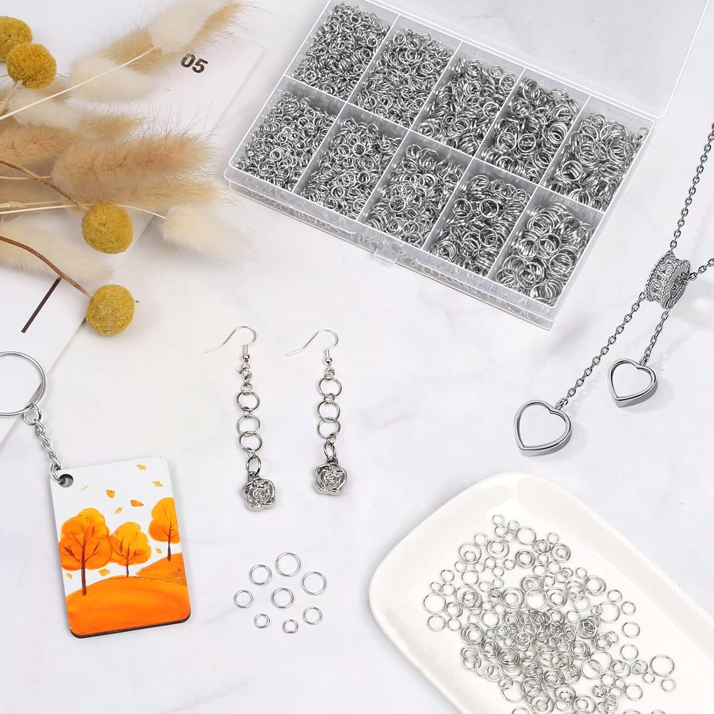 4600Pcs Silver Jump Rings with Jump Rings Open/Close Tools for Jewelry Making and Necklace Repair (Assorted Sizes)