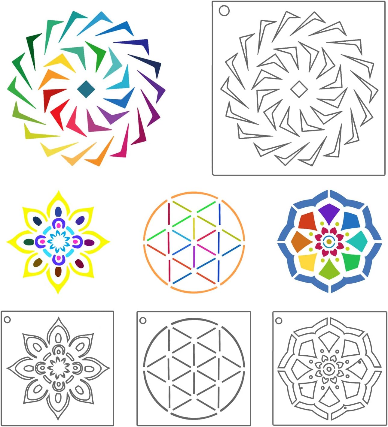 56-Pack Mandala Dot Painting Stencils – 3.6 x 3.6 in Reusable Templates for DIY Rock Art, Wood Furniture, Canvas & Home Craft Projects