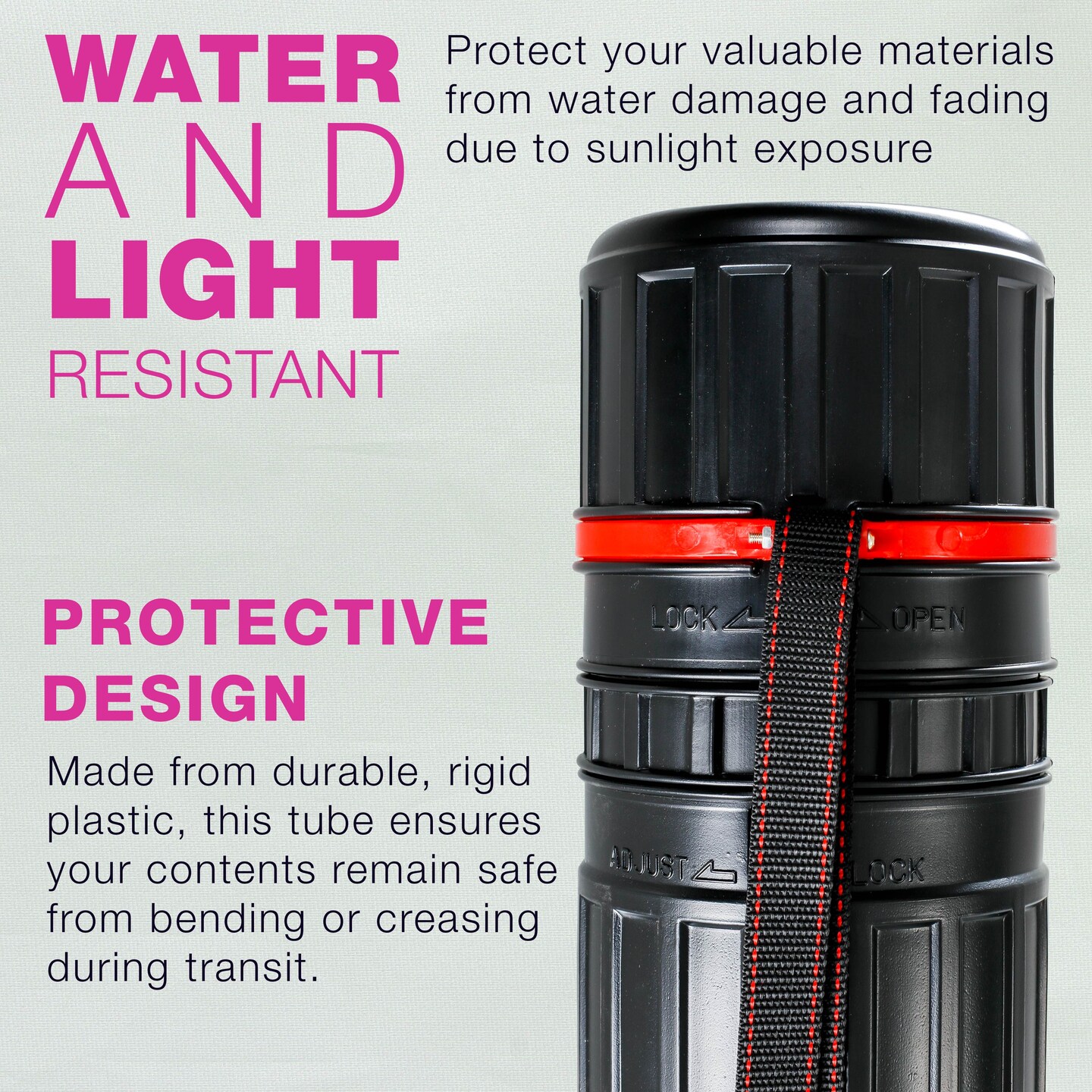 Large Poster Tube - Telescoping Adjustable 30-1/4" to 47-3/4" - Durable 4-7/8" Diameter Storage Tube - Art Poster Carrier Holder & Blueprint Storage Drafting Tube Travel & Protection