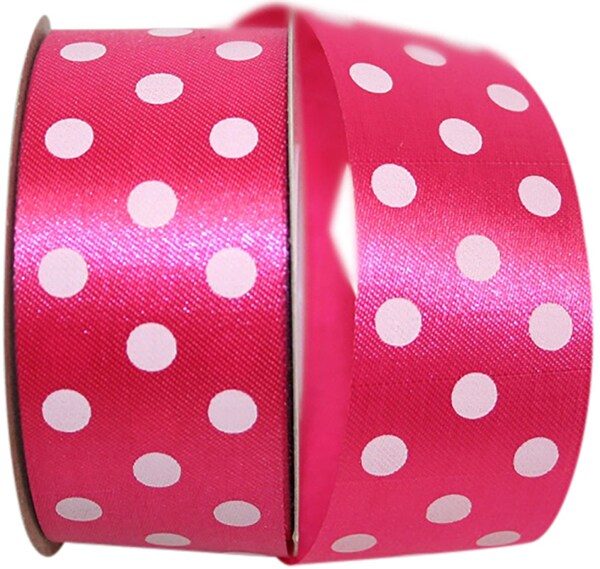 Aspirin Polka Dots Satin Ribbon --- 1 3/8 in x 25 yards --- Cyclamen Color