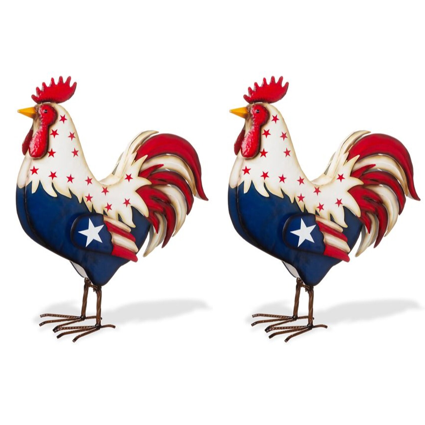 Set of 2 21"H Metal Patriotic/ Americana Rooster Porch Décor(KD)