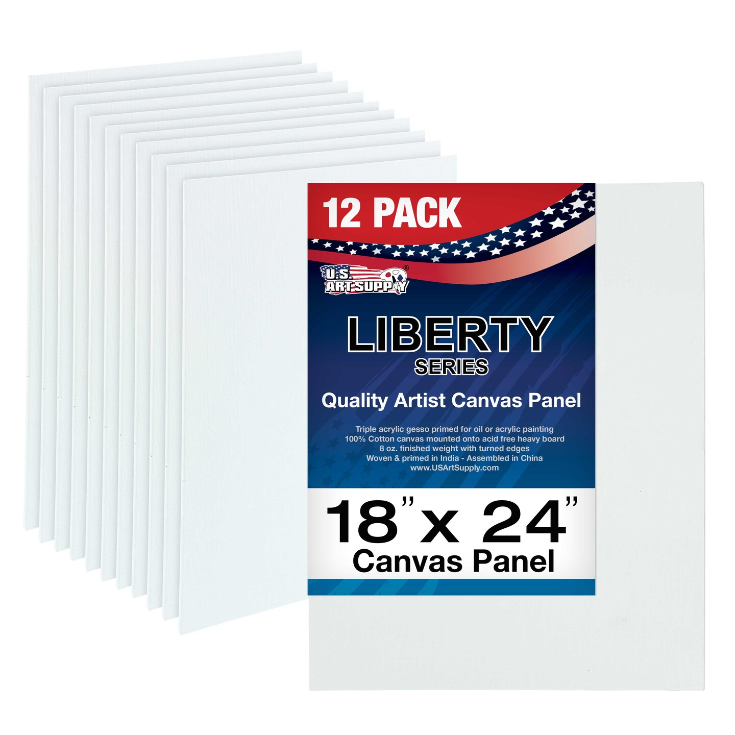 18 X 24 Inch Professional Art Canvas Board Panels 12 Pack - 8 Ounce Heavyweight Cotton Acid Free Canvases for Painting Acrylics and Watercolor (1 Case of 12 Single Canvas Painting Panels)