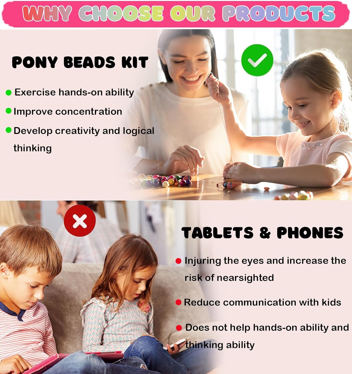 Bead Bracelet Making Kit, Friendship Bracelets Making Beads Kit, Pony Beads Charms Beads Clay Flower Letter Beads for Jewelry Making Kit, DIY Arts and Crafts Gifts for Girls Age 6 7 8 9 10-12