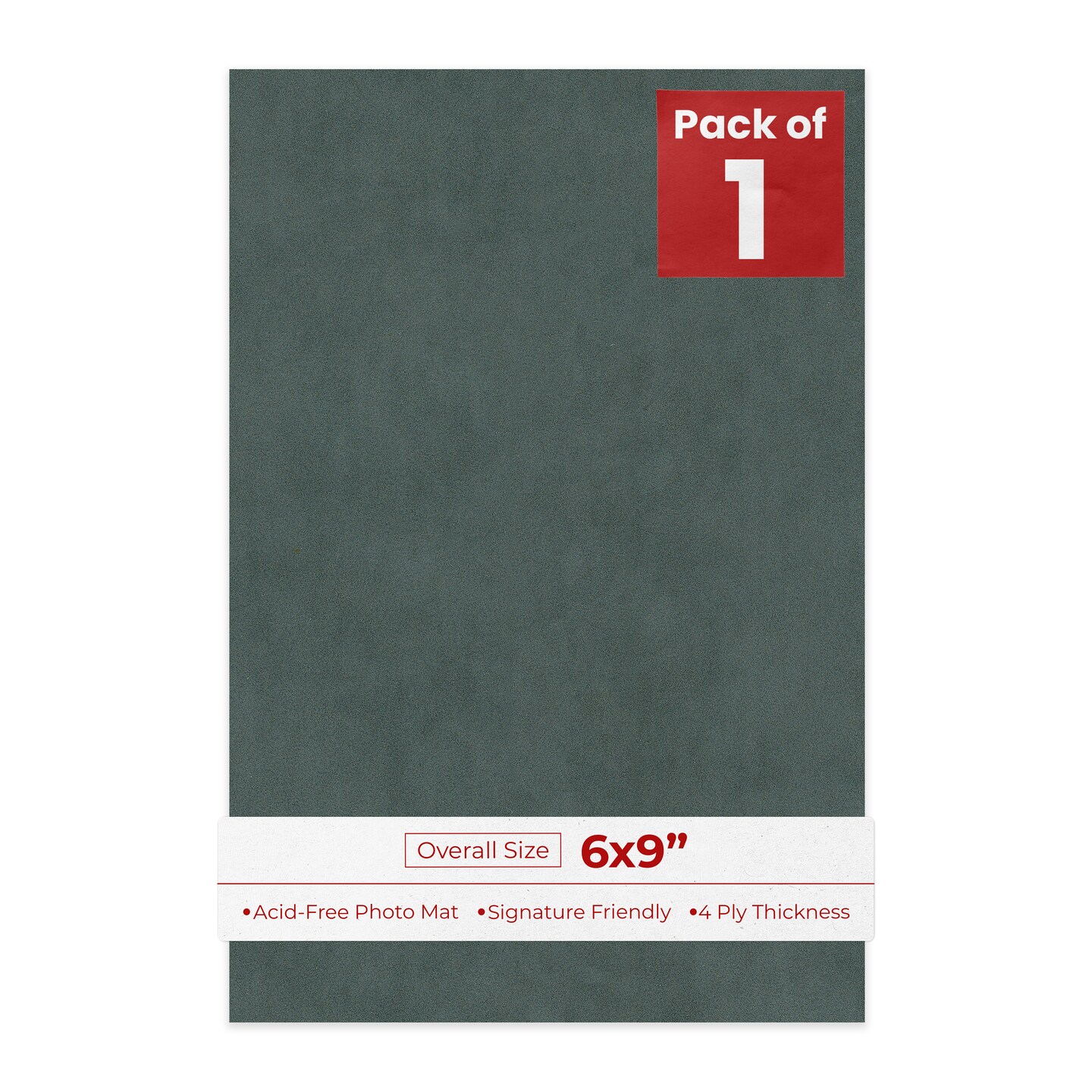 Dark Grey Suede 6x9 Uncut Mat Board - Blank Sheets, No Opening