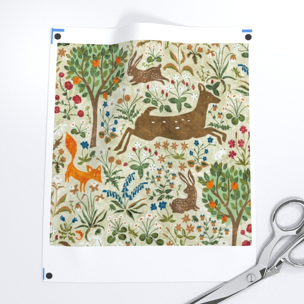 Animals Forest Fox Rabbit Hare Lizard Custom Pre-pasted Wallpaper by Spoonflower Pre-Pasted Wallpaper 2FT Wide