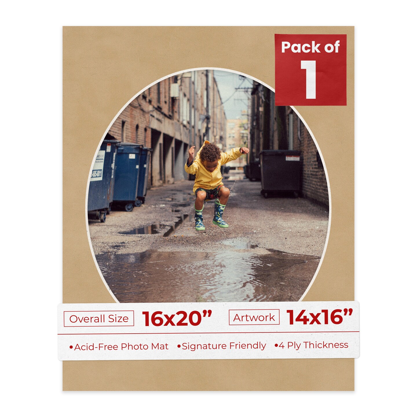 Beige Suede Mat Board for 16x20 Frames - Oval Opening for 14x16 Photos