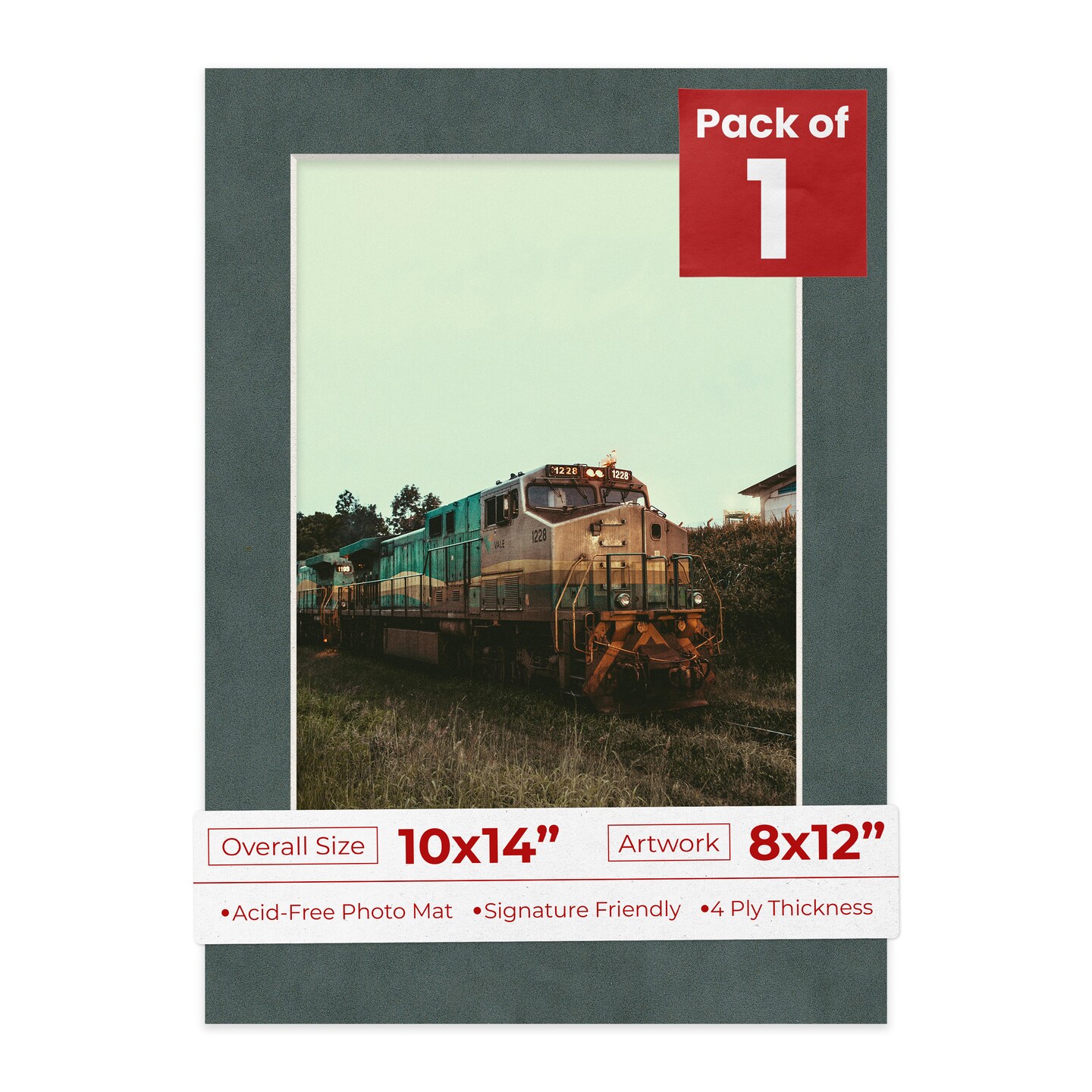 Dark Grey Suede Mat Board for 10x14 Frames - Fits 8x12 Photos