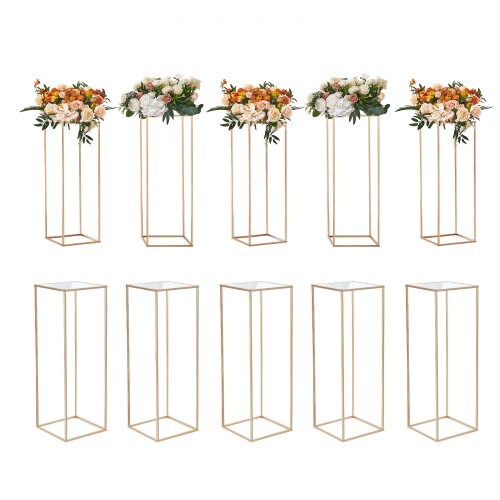 Gold Wedding Flower Stand 10PCS, 31.5" Acrylic Metal Centerpiece for Events