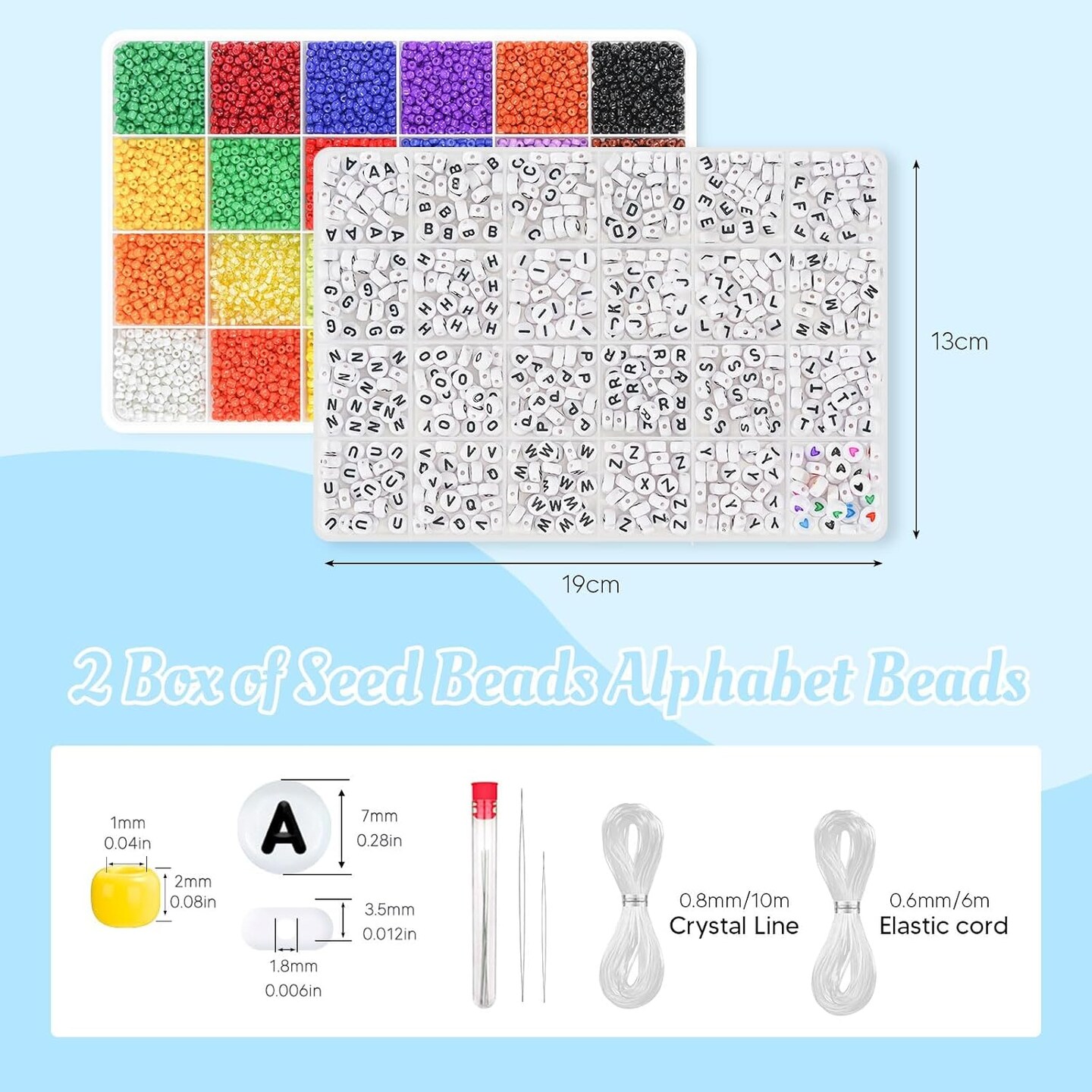 24-Color Friendship Bracelet Kit – 10,000 Pcs 3mm Glass Seed Beads with Alphabet Beads, Needles & Elastic Cord for DIY Jewelry Making