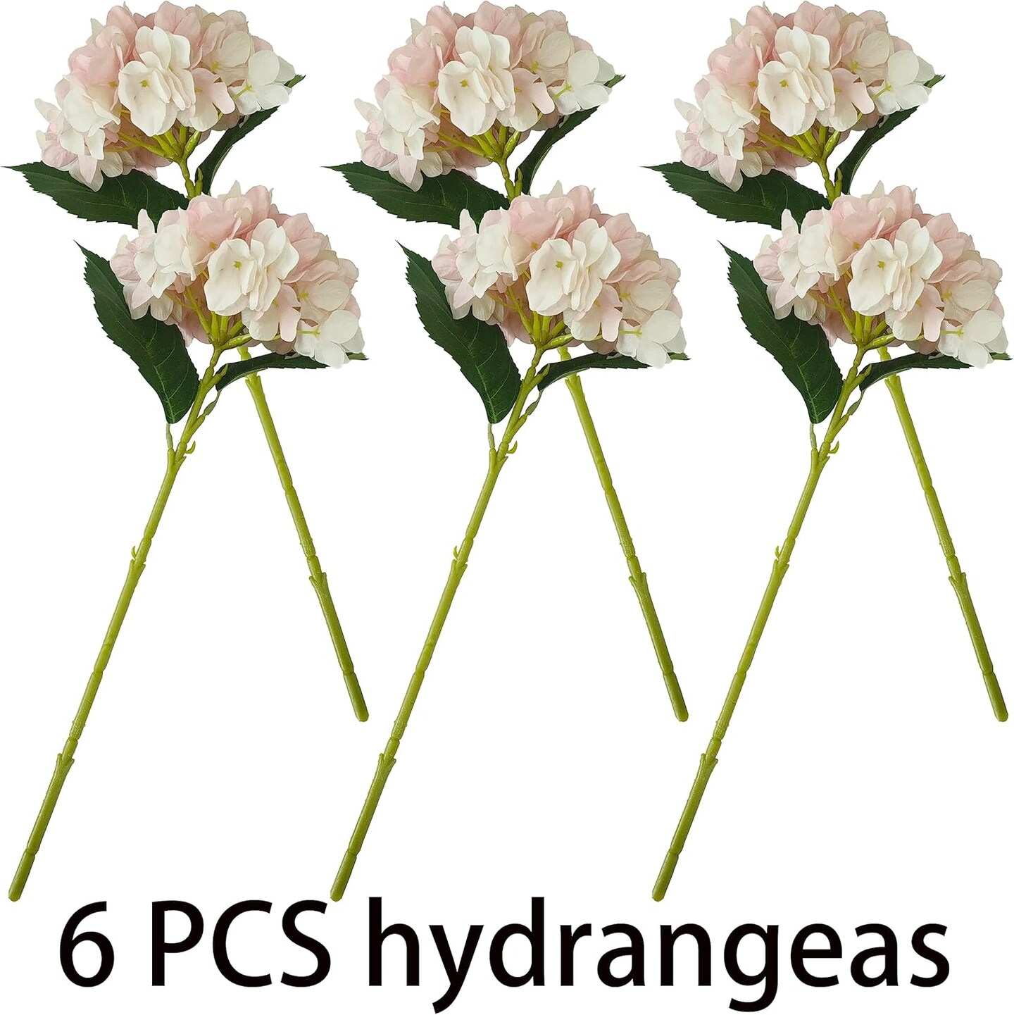 Spring Tabletop Decor – 6PCS Pink Artificial Hydrangea Flowers, Faux Silk Hydrangea Stems for DIY Bouquets, Wedding Centerpieces & Home Decor