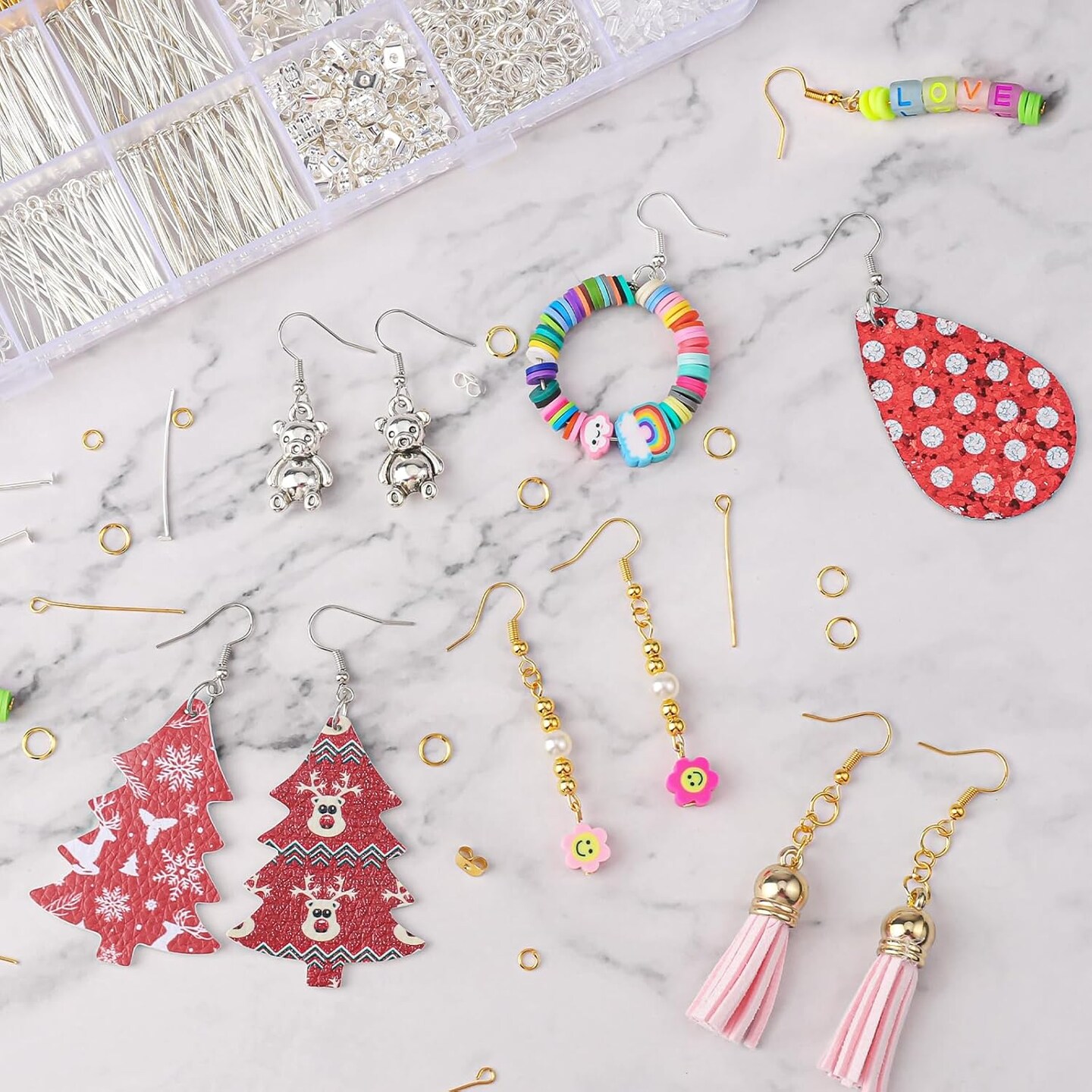 3480Pcs Earring Making Supplies Kit with Hooks, Pins, Jump Rings, Backs, Posts and Earring Making Findings for Jewelry Supplies and Repair, Gift for Women