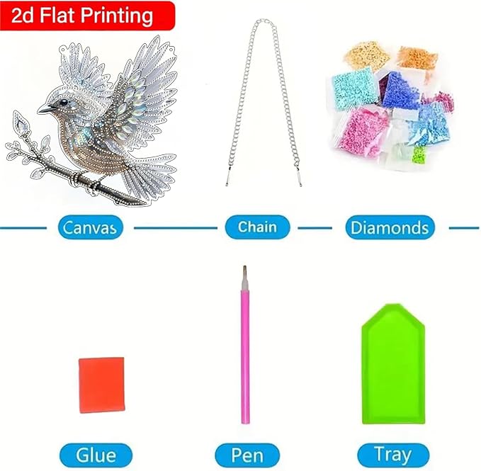 Hanging Diamonds Art kit for Adult,DIY Bird Pendant Diamonds Painting Art Kit, 7.8x7.8 inch Acrylic Diamonds Painting Board Kit Ornament, Special Crystal Diamond Hanging Ornament