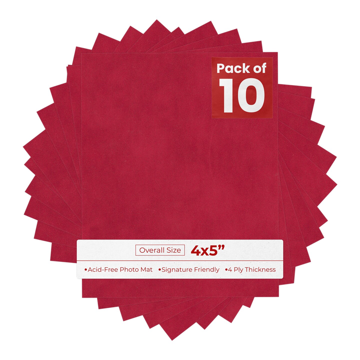 Red Suede 4x5 Inch Uncut Mat Board - Blank Sheets, No Opening