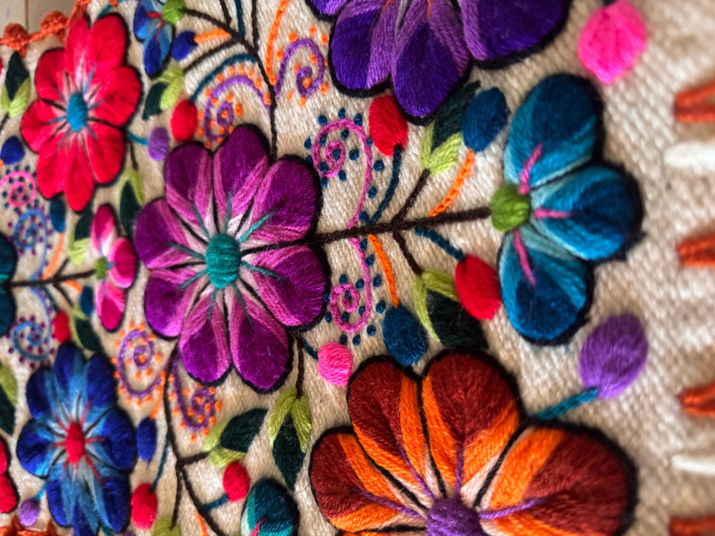 Hand-Embroidered Peruvian Table Runner | One of a Kind Andean Folk