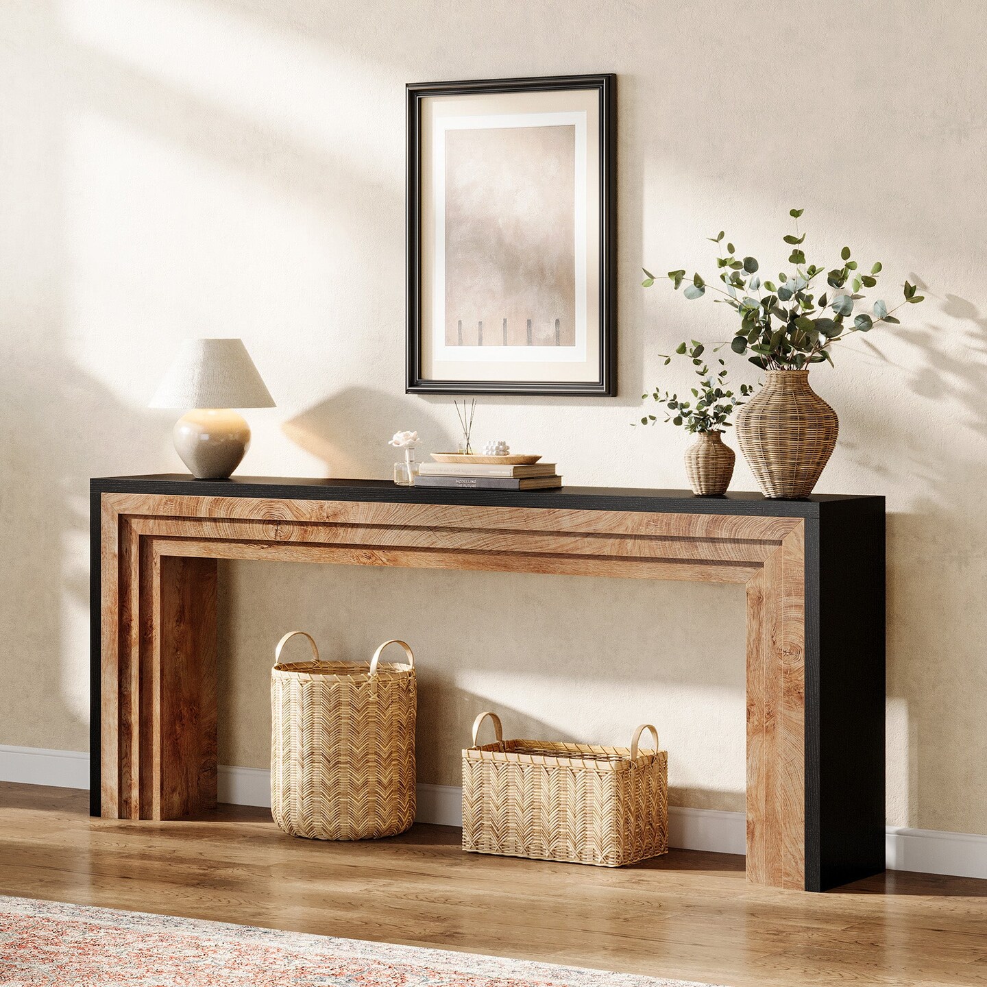 70.9" Long Farmhouse Sofa Table Narrow Entryway Console Table for Hallway