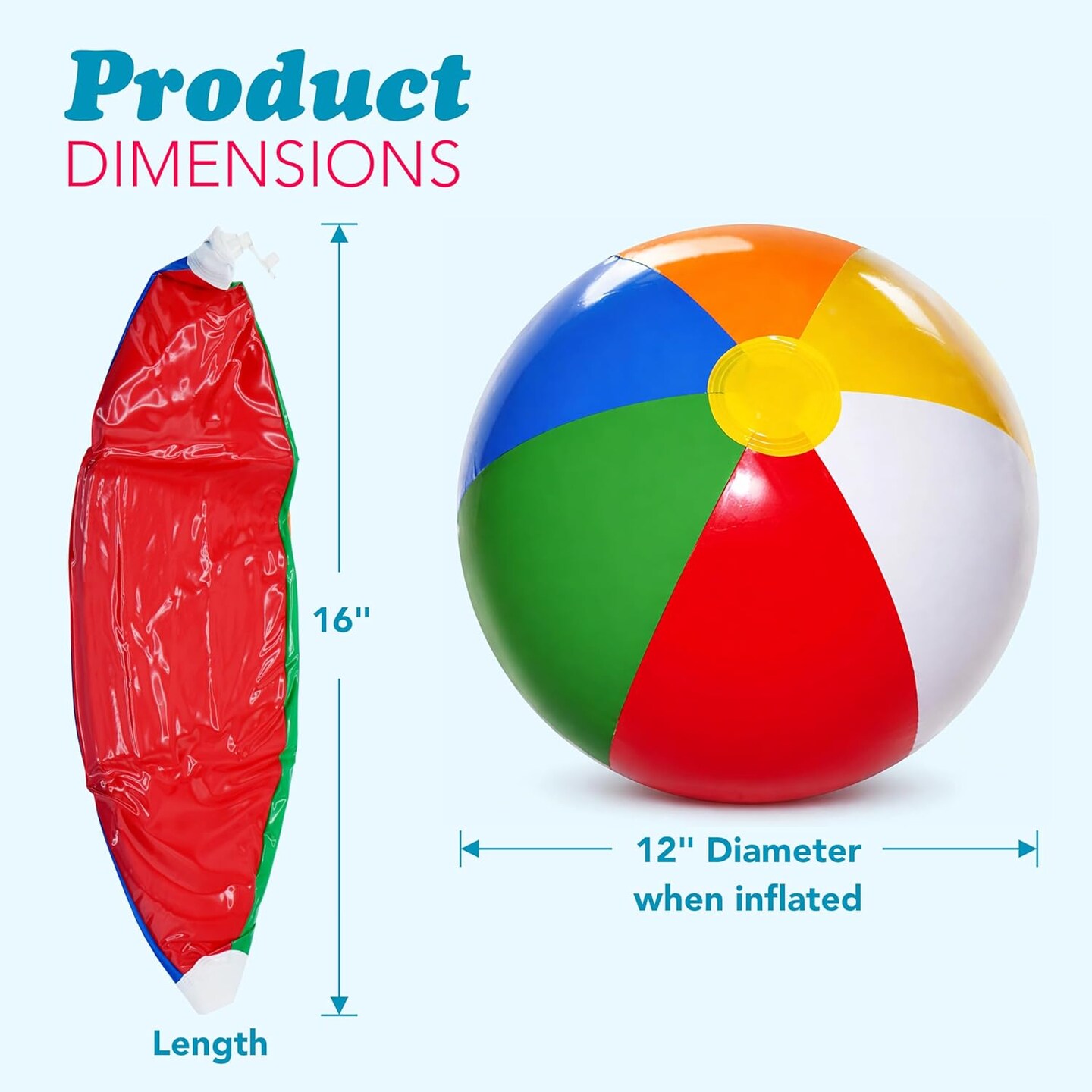 4E's Novelty 24 Pack Bulk Inflatable Beach Balls – 16"" Classic Rainbow Pool Balls for Swimming Pool