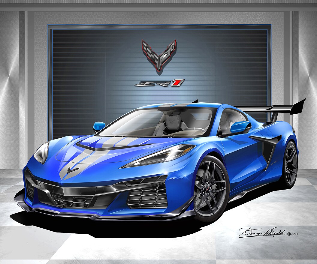 2026 C8 Corvette ZR1 in Riptide Blue Art Prints by Danny Whitfield