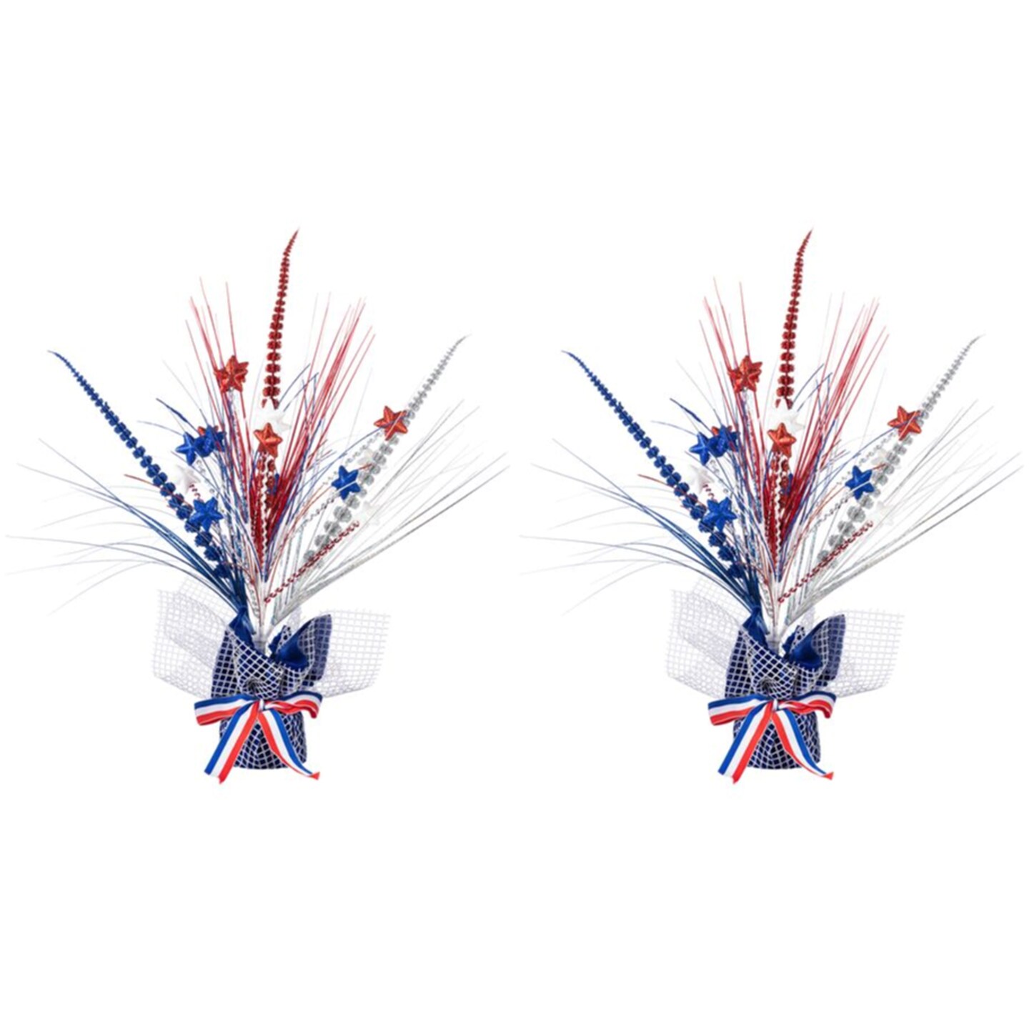 Set of 2 21"H Patriotic/ Americana Stars and Heather Table Tree