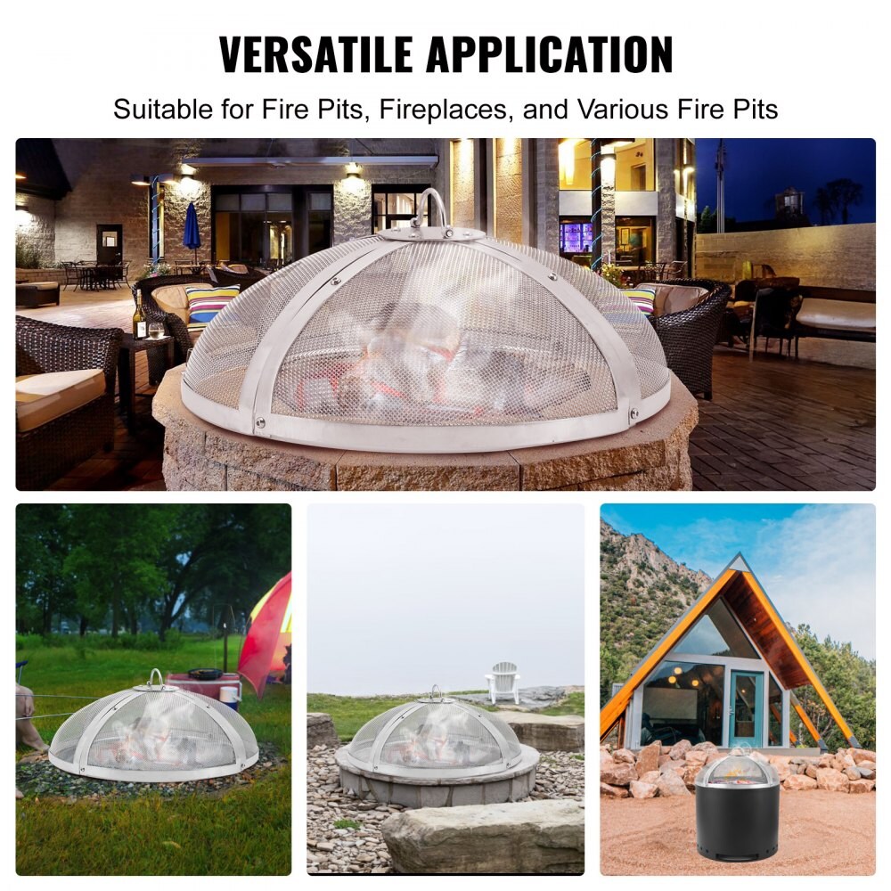 Fire Pit Spark Guard Stainless Steel Round Mesh Cover Heat Resistant