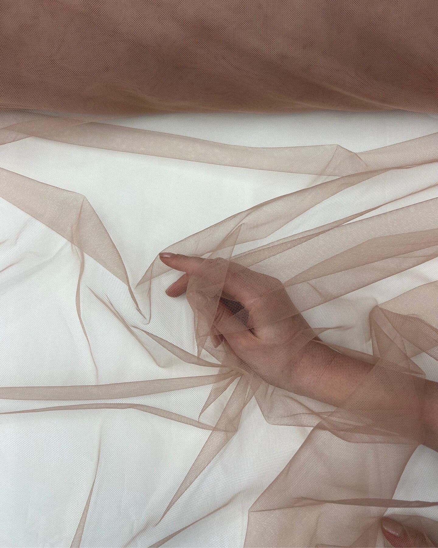 Chocolate Nylon Tulle Fabric by the Yard, 63" Wide Soft Stretch Mesh Fabric for Veils, Wedding Dresses, Decor & Sewing