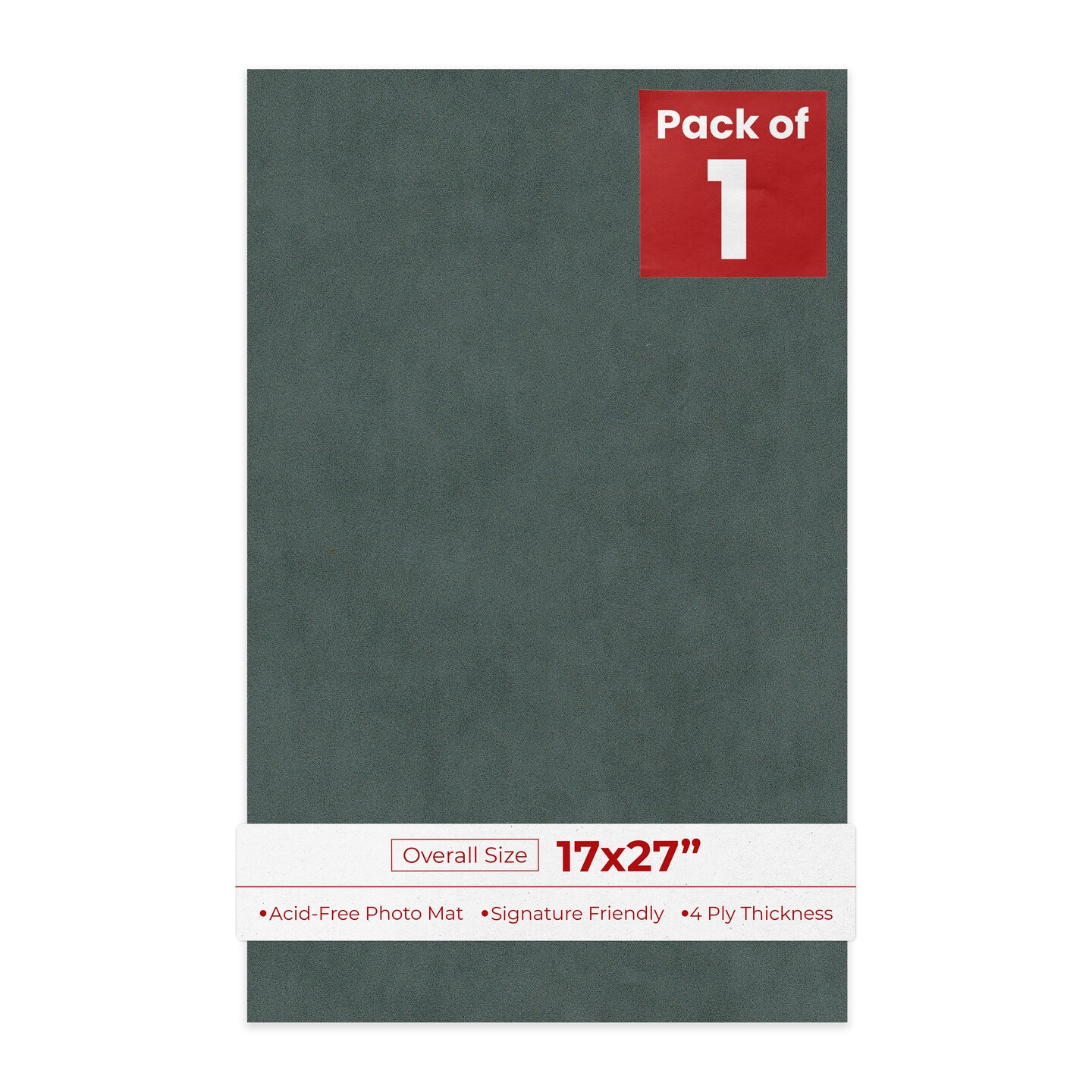 Dark Grey Suede 17x27 Uncut Mat Board - Blank Sheets, No Opening