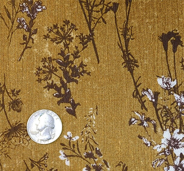1 Yard 100% Rayon Crinkle Fabric Mustard Gold 50/52&#x22; Wide for Dresses, Skirts &#x26; Scarves