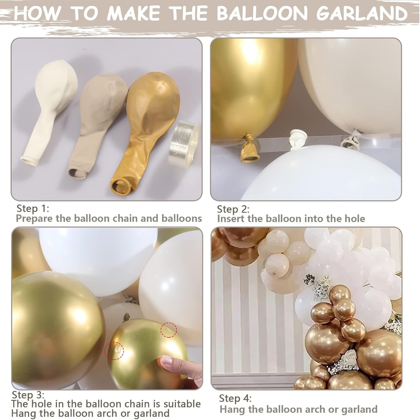 156PCS White Sand Gold Balloons Garland Arch Kit (White Sand Gold) 5 x 3 x 2 inches