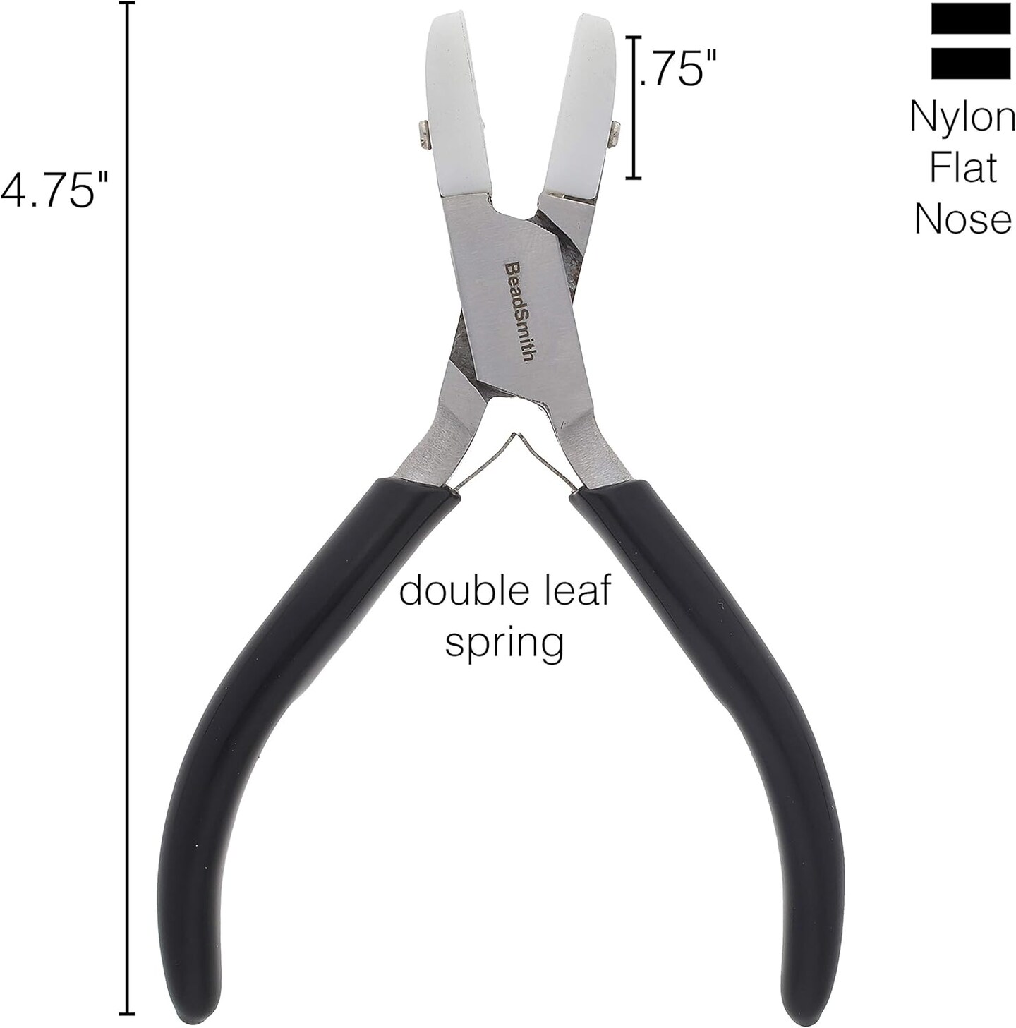 The Beadsmith Double Flat Nose Nylon Jaw Pliers – 5-Inches (127mm), Black Vinyl Comfort Grip Handle with Double Leaf Springs – Protects Wire When Bending and Looping