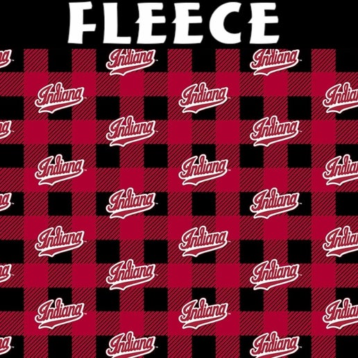 Licensed NCAA Indiana University Buffalo Plaid Fleece IND-1190 Fabric by the Yard
