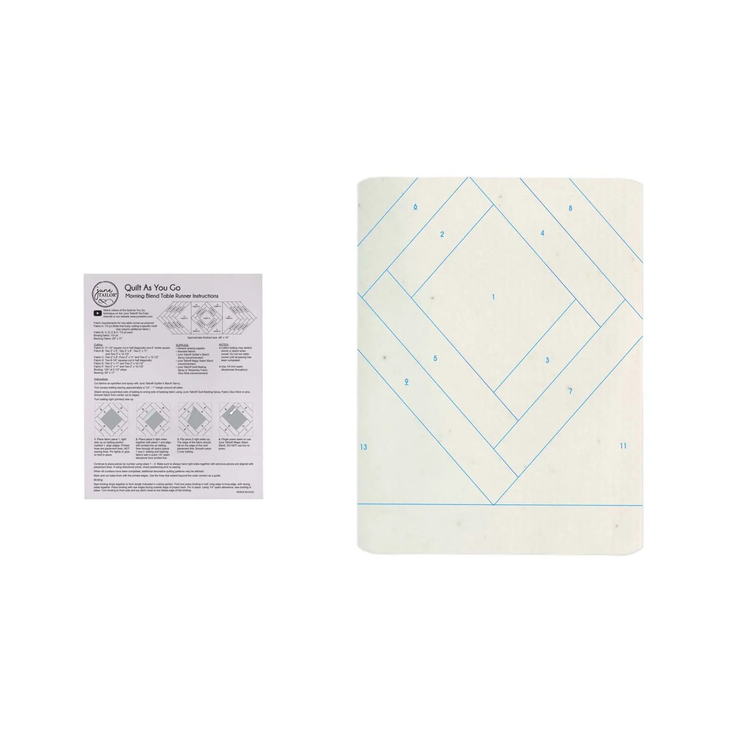 Morning Blend Table Runner Quilt-As-You-Go Kit – DIY Quilted Table Runner Kit with Printed Batting, Easy Sew-by-Number Project