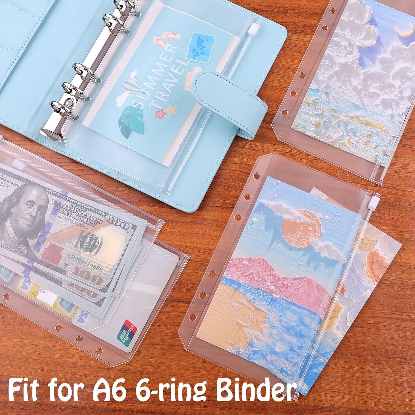 12pcs A6 Size Binder Pockets 6 Holes Budget Cash Envelopes