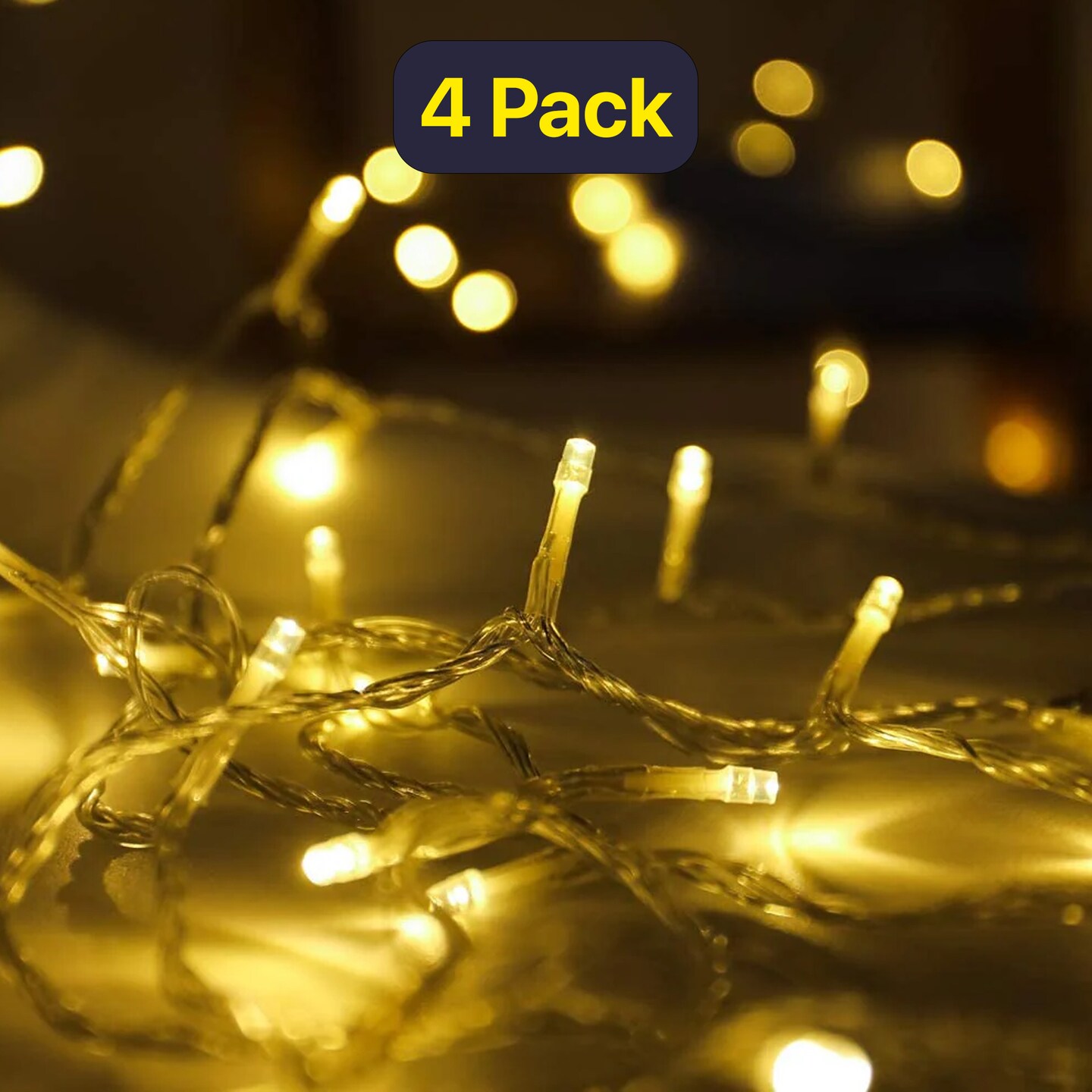 48 LED Warm White Hanging Curtain Lights, 60cm Wide x 120cm Drop