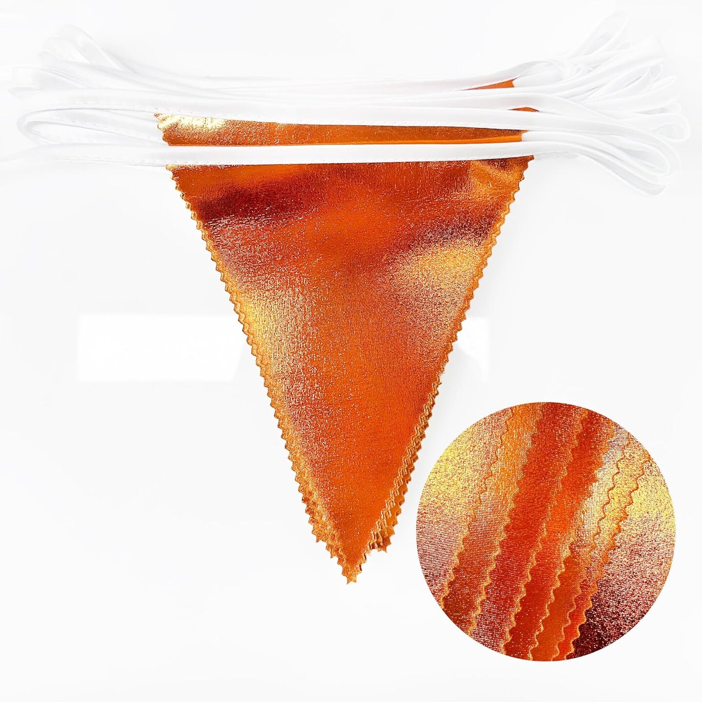 Orange Party Decorations Metallic Fabric Triangle Pennant Banner
