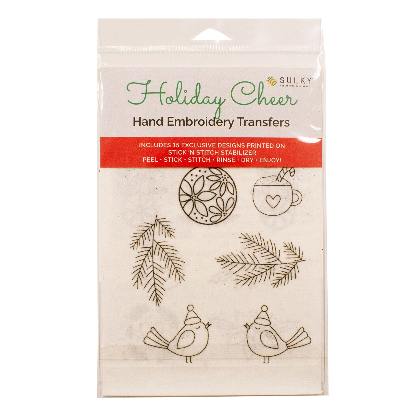 Sulky Stick 'n Stitch Water-Soluble Embroidery Transfers-Holiday Cheer