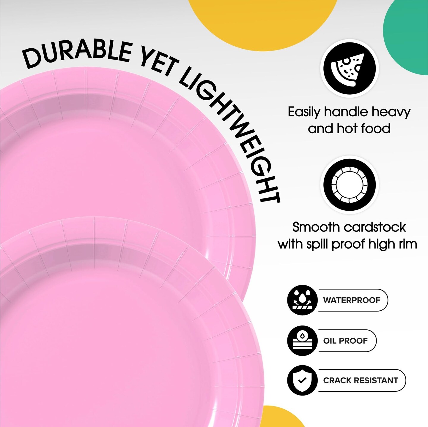 1000 Count Pink Paper Plates – 7 Inch Disposable Plates for Parties