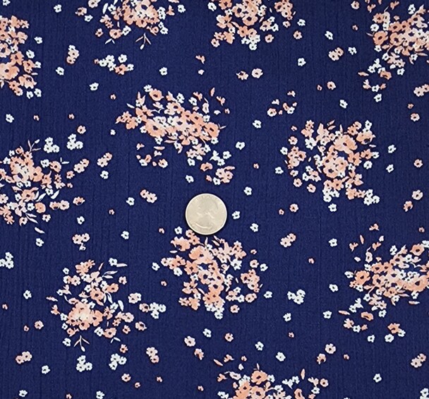 1 Yard Navy Rayon Textured Crinkle Fabric for Apparel Sewing Skirts Dresses and Blouses 50/52" Width