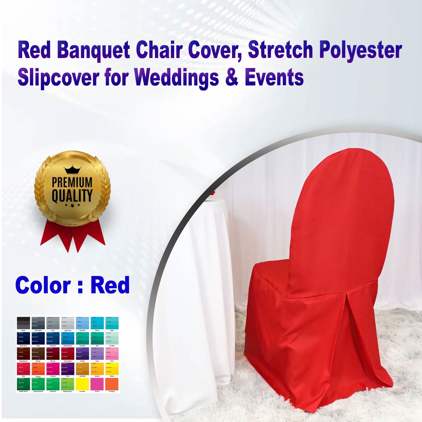 Red Banquet Chair Cover, Stretch Polyester Slipcover for Weddings & Events