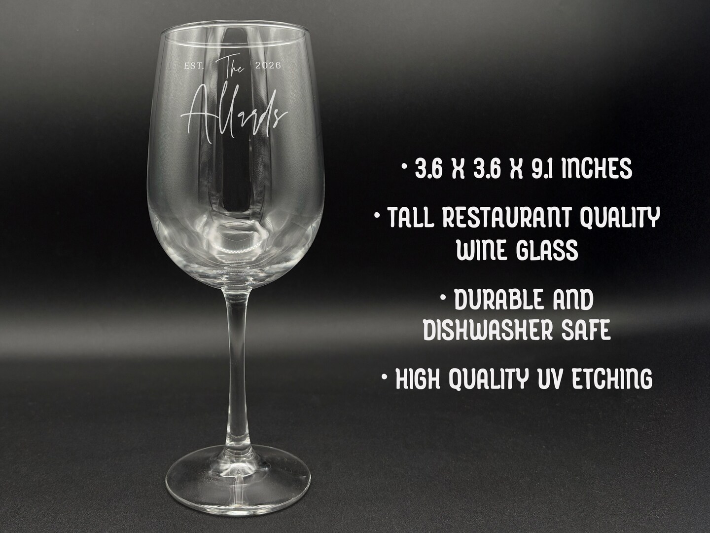 Last Name and Established Date Wedding Wine Glass | Personalized Gift for  Wedding, Anniversary, Engagement | Custom Laser Engraved Glassware |  MakerPlace by Michaels, image size:1080x810