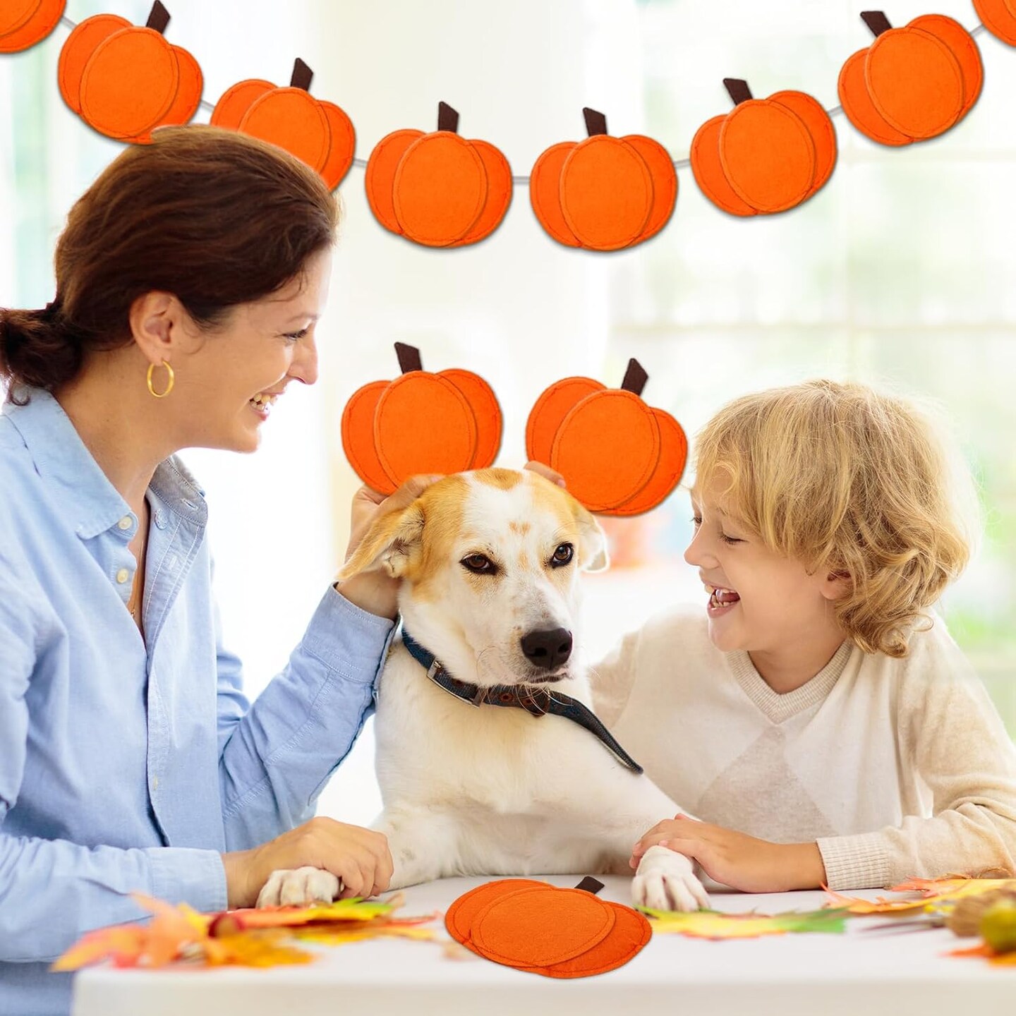 3D Pumpkin Banner Fall Orange Pumpkin Garland Pre-Assembled Pumpkin Felt Banner