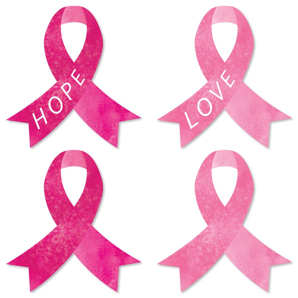 Big Dot of Happiness Pink Ribbon Decor - Small DIY Breast Cancer Awareness Cut-Outs - 24 Count