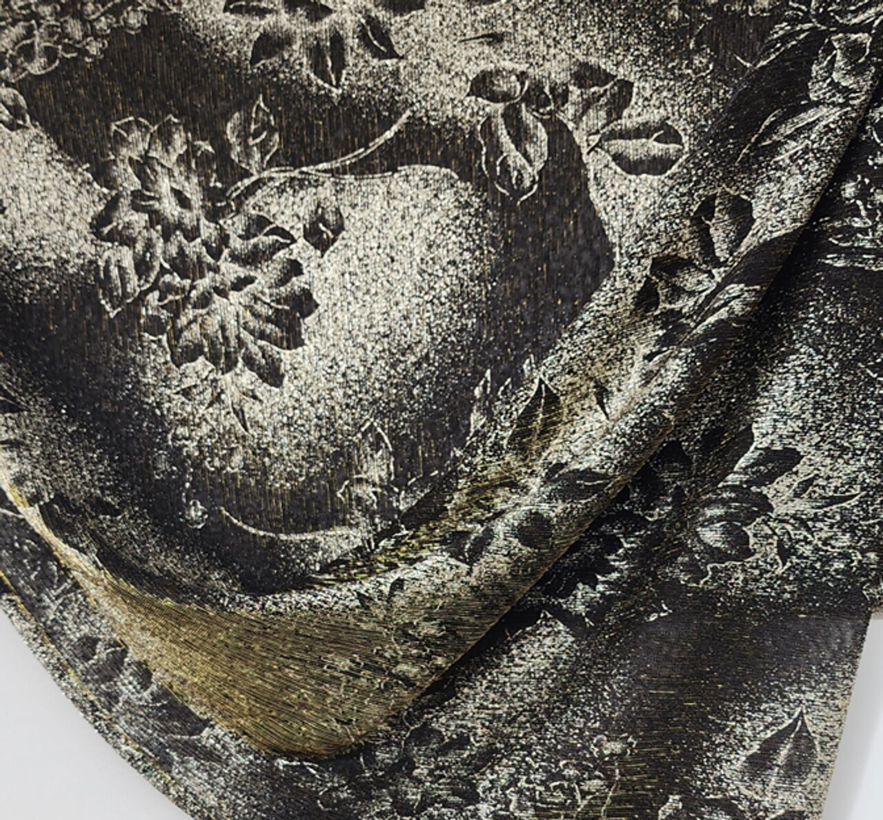 1 Yard Shimmering Black Gold Mesh With Foil Polyester Fabric for Apparel and Decor 56/58" Inch Width