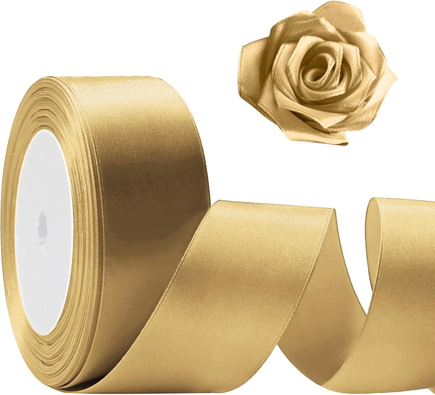 Gold Satin Ribbon - 1 1/2inch, 25 Yards (Champagne Gold) 1.5"L x 1.5"W