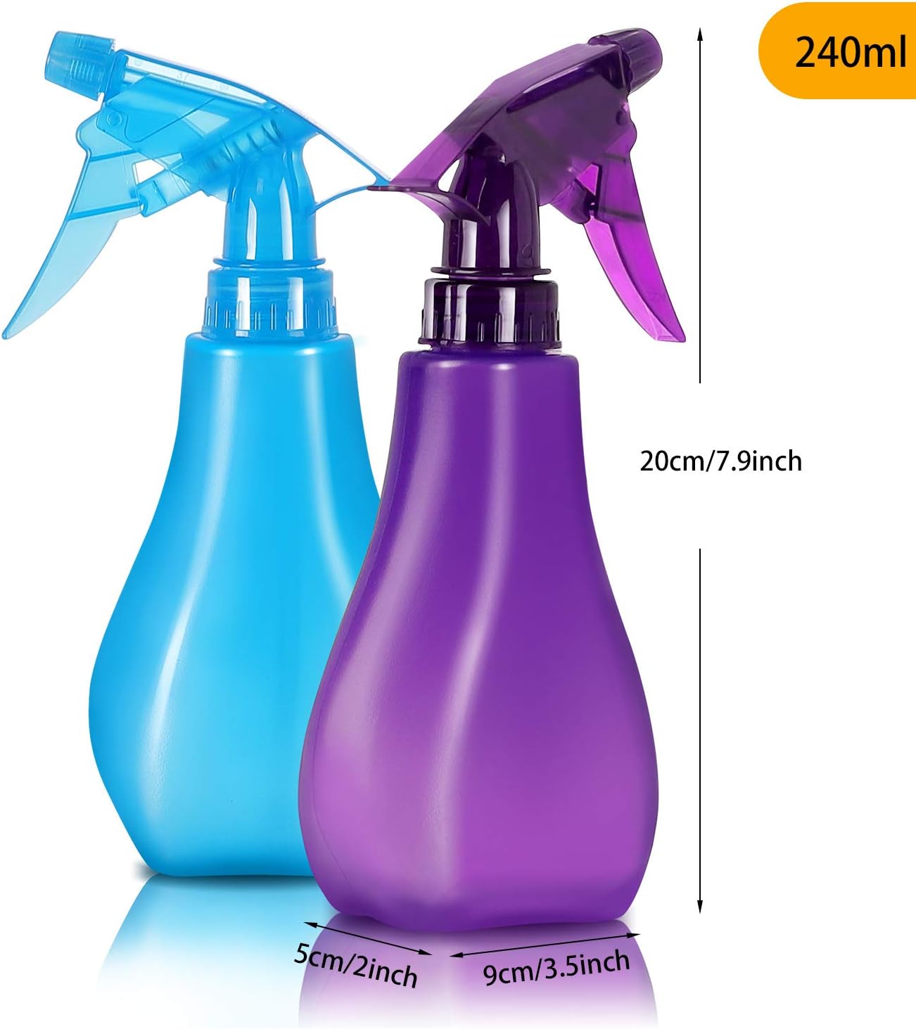 4 Pack 8 Oz Empty Plastic Spray Bottles with Adjustable Nozzle (Blue, Purple, Red, Yellow)