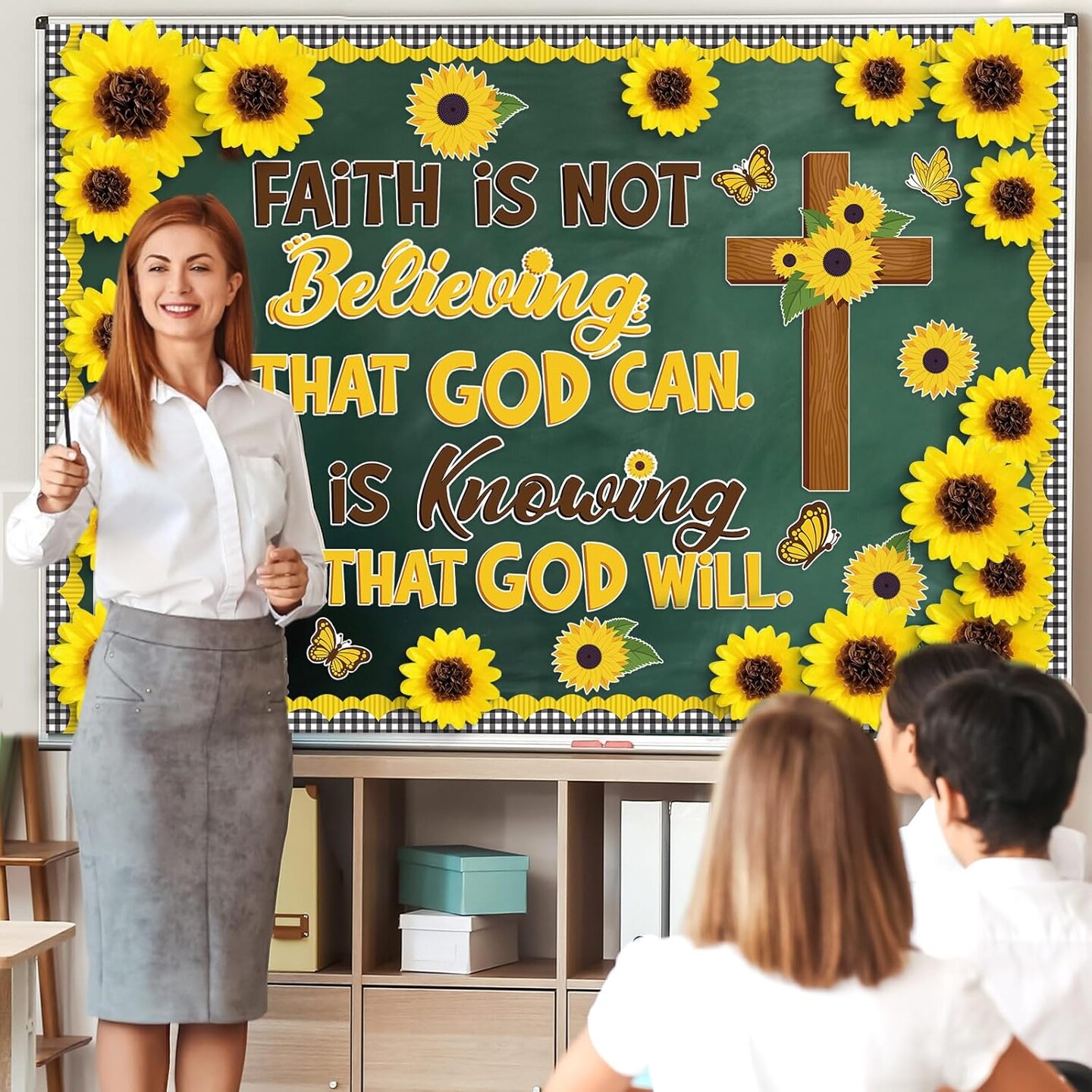 Christian Bulletin Board Decoration Set 3D Sunflower Classroom Decorations