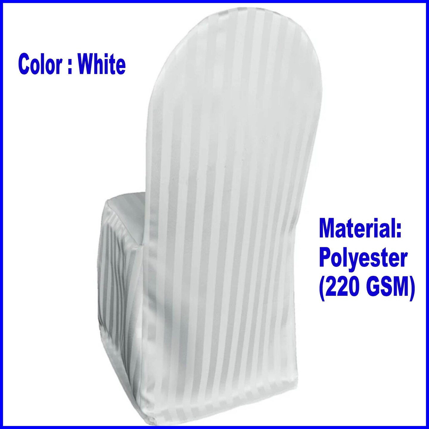 1 Piece Striped Jacquard Polyester Banquet Chair Cover White Elegant Wedding Decor
