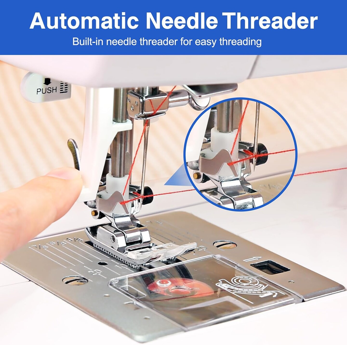 FEIYUE FY600 Electronic Portable Sewing Machine, 146 Built-in Stitches, LCD Display, Automatic Needle Threader, Adjustable Speed, Quilting, Sews Light to Heavy-Duty Fabrics, Beginner-Friendly