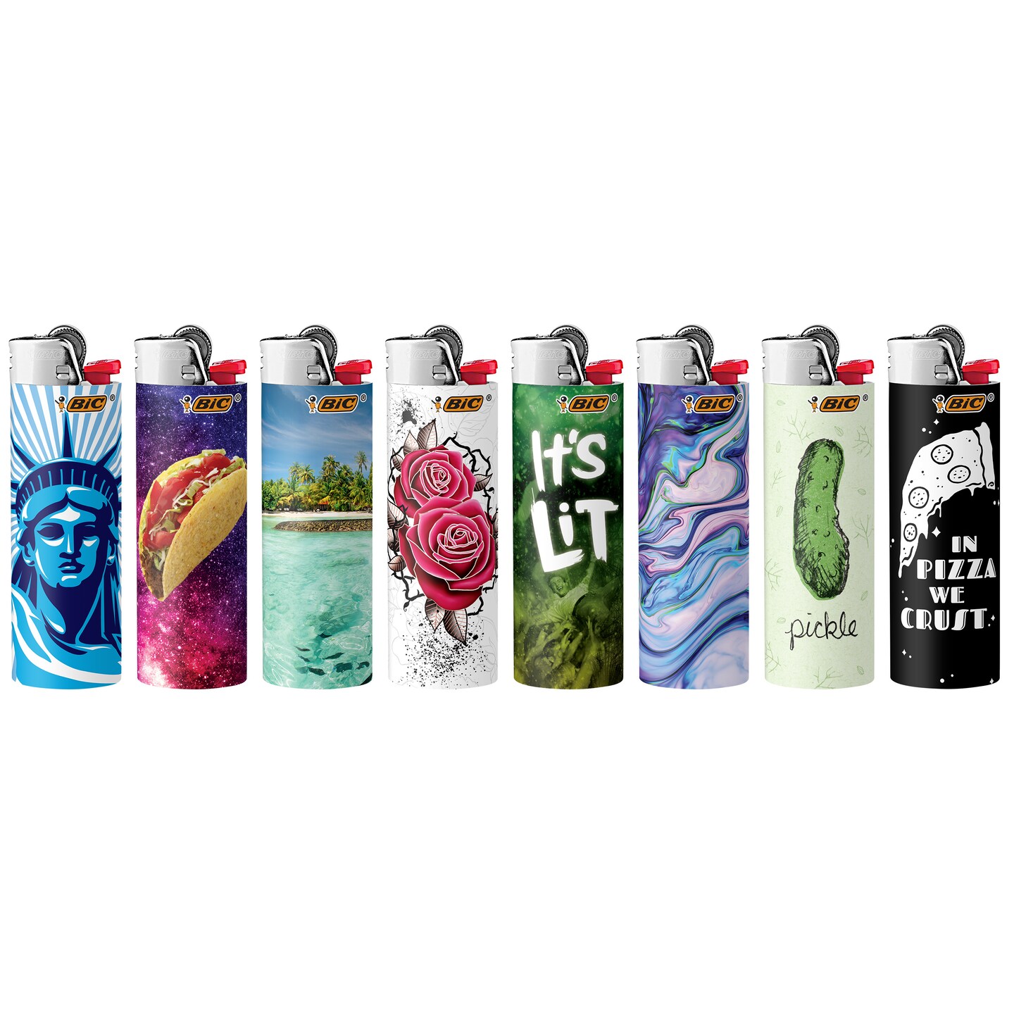 BIC Maxi Pocket Lighter, Special Edition Favorites Series, Assorted, 8 Count Pack of Lighters